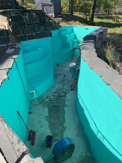 Pool coating and waterproofing project in Columbia County, NY