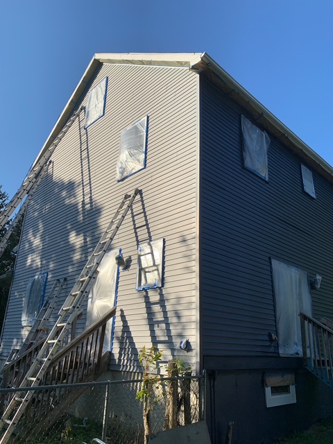 Exterior house painting prep and color change in Columbia County