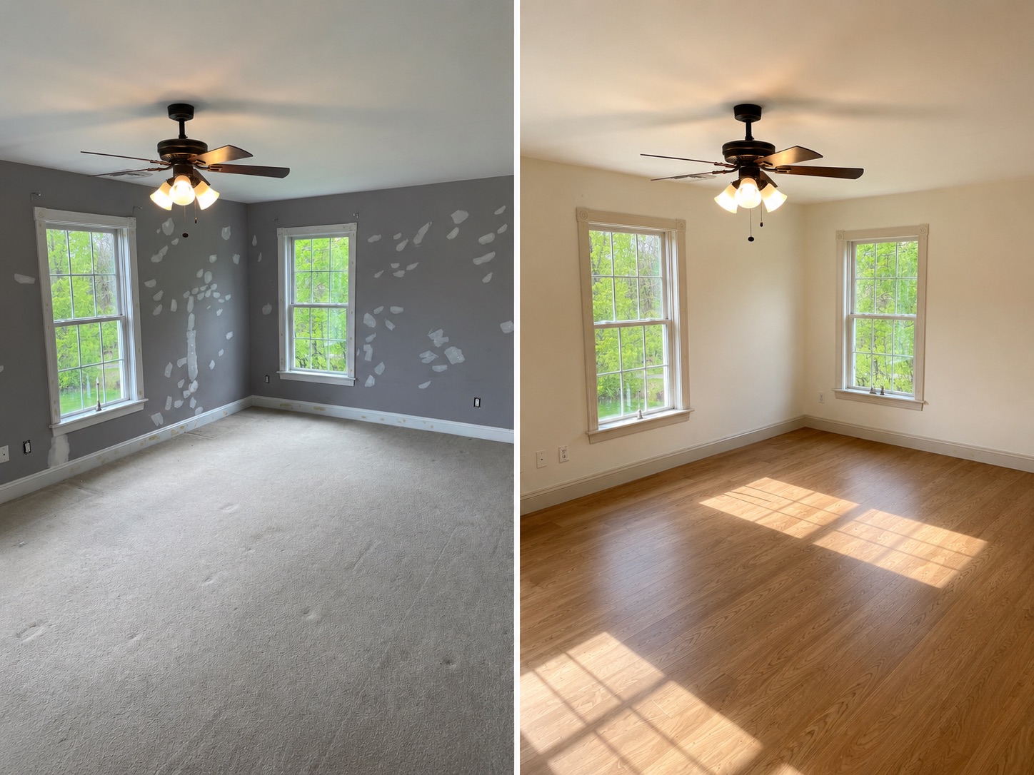 Before and after interior painting refresh in Hudson, NY